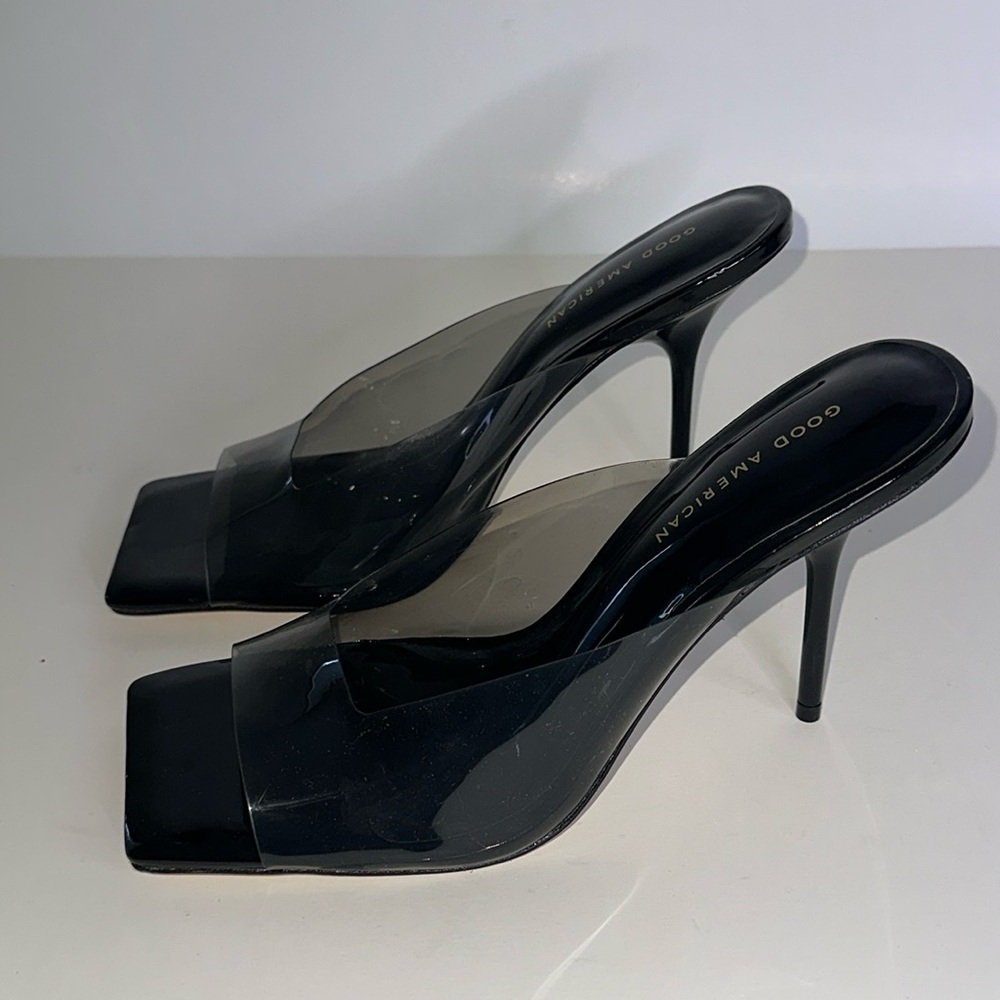 Good American Clearly Good Mule Women Slide Sandal 12 Black